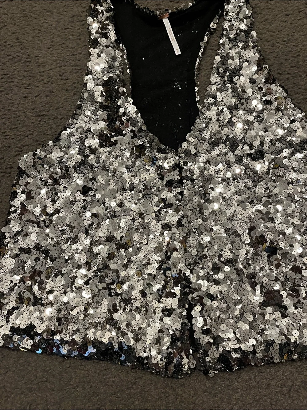 Free People Faye Shine Sequins Vest